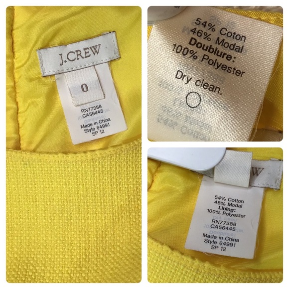 J. Crew Basket Weave Sleeveless A-Line Shift Career Work Dress Yellow 64991 Sz 0 - Picture 10 of 16